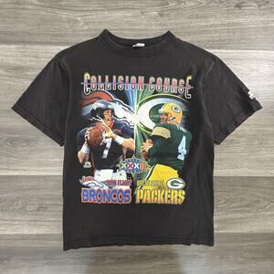 Vintage Super Bowl XXXII Shirt Men Small Broncos Packers Elway Favre 90s Starter